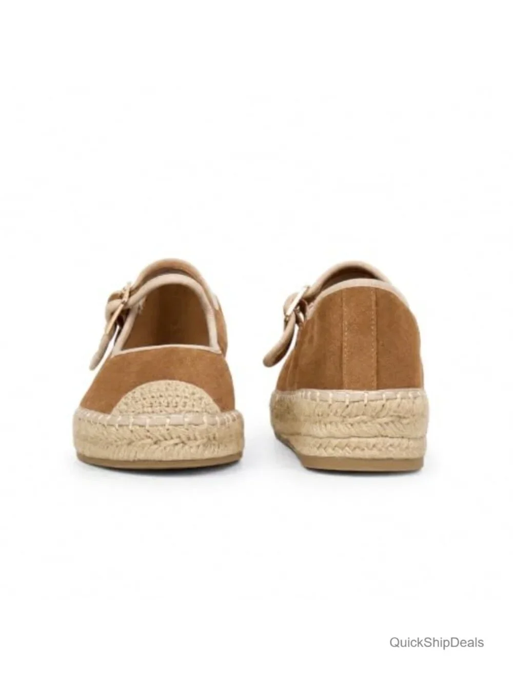 Suede Leather Mary Jane Espadrilles Platform Flats Round Toe Buckle
